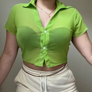 Green sheer blouse. Size medium.